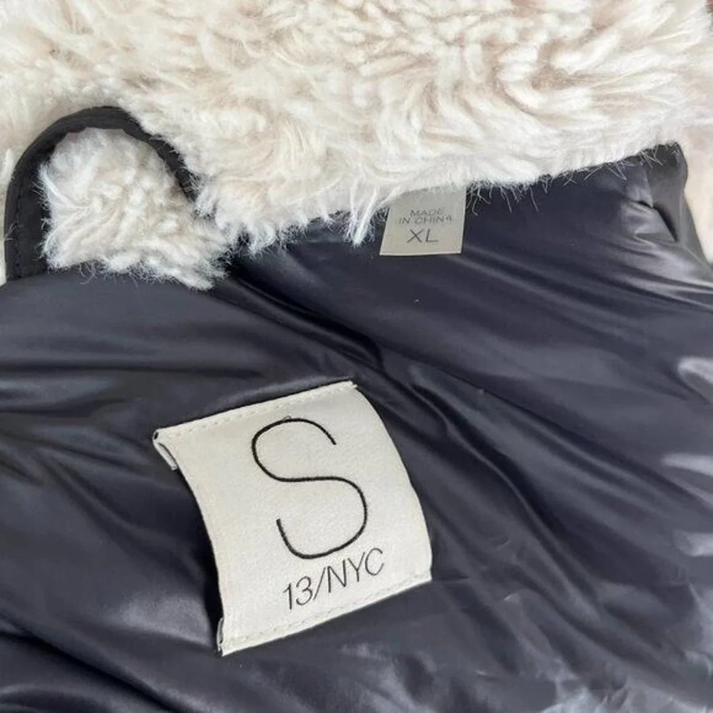 S13/NYC Black Faux Fur Trim Sherpa Hooded Anorak Jacket Size XL - Picture 7 of 9